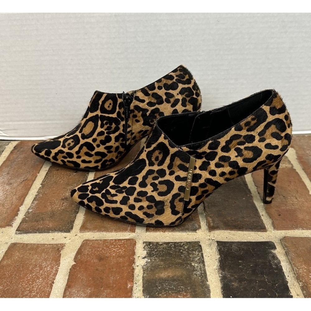 Calvin Klein Calflhair Leather Leopard Stiletto Heel Ankle Boots Women's‎ 10 - Picture 4 of 8